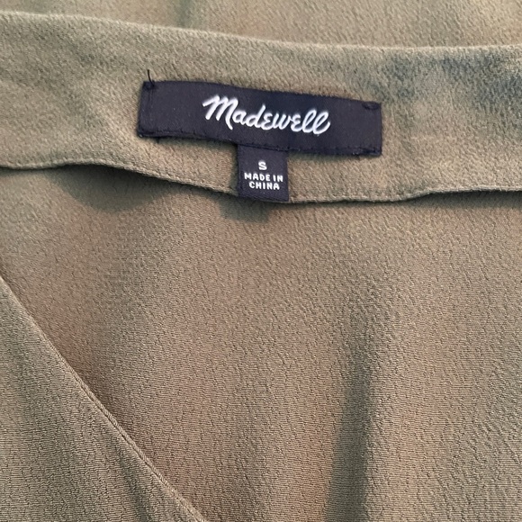 Madewell Novel Shift Sheath Dress Olive Green V-Neck Women's Small - Picture 8 of 10